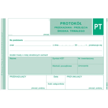 PT protokół przekazania/środka trwałego A6 423-5